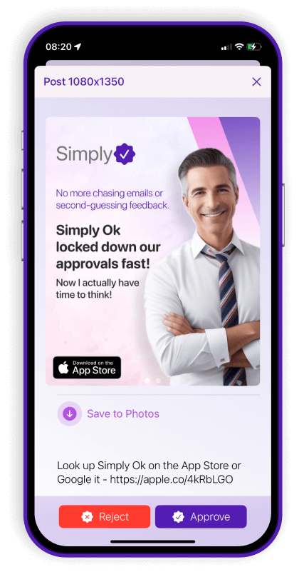 Simply Ok visual approval app screen